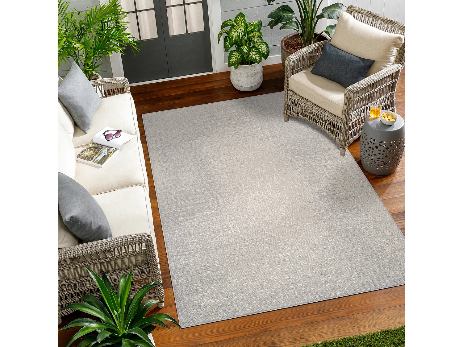 Tapis d'Extérieur/Intérieur - Ivoire/Gris - 120x170cm - SHELBY