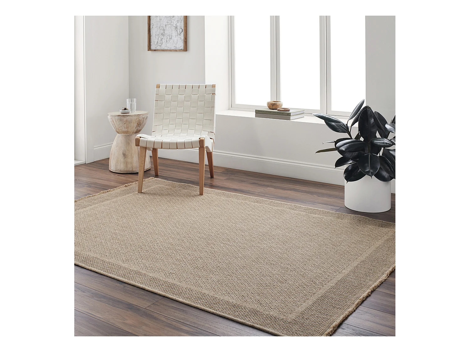 Buitenkleed - Tapijt in Jute-Look voor Balkon, Terras, Keuken PENNY - Beige/Zwart - 160x213cm - PENNY