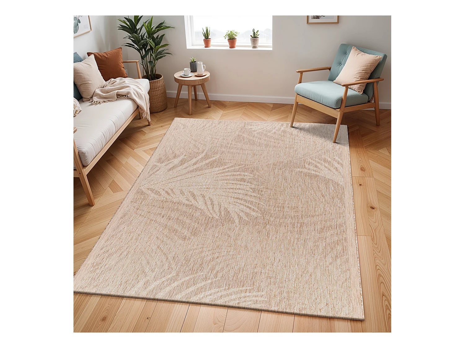 Tapis d'Extérieur/Intérieur Aspect Jute - Beige/Ivoire - 200x275cm - VANESSA