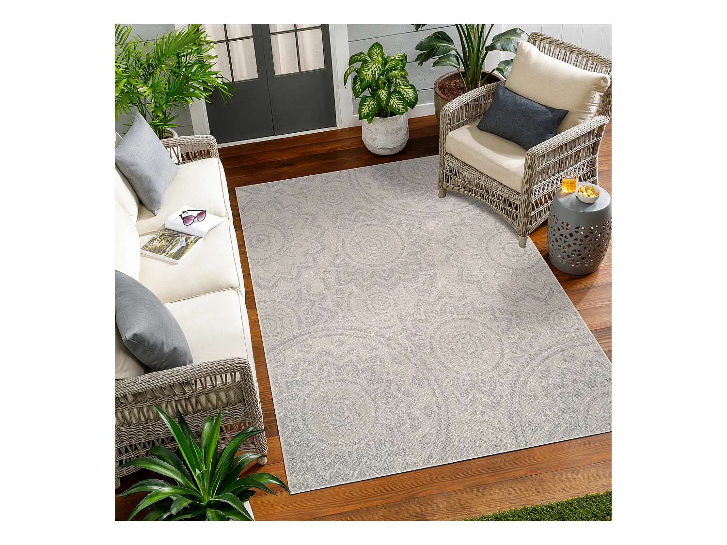 In-/Outdoor-Teppich - Elfenbein/Grau - 160x213cm - KELLY