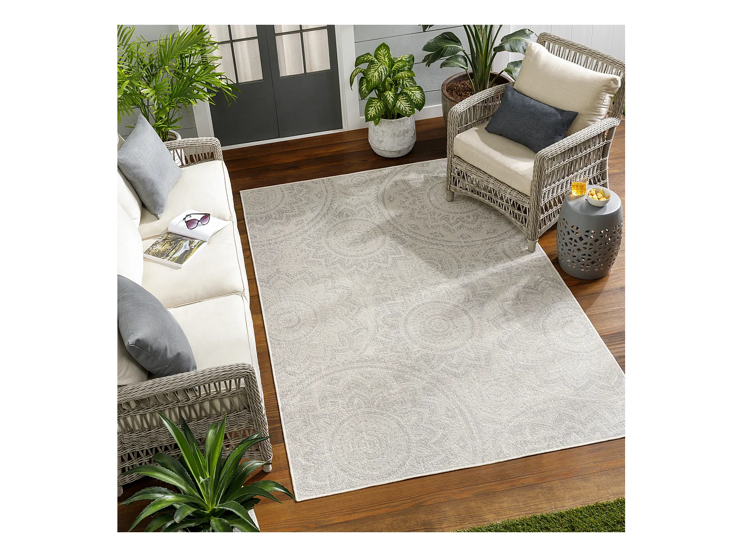 In-/Outdoor-Teppich - Elfenbein/Grau - 160x213cm - KELLY