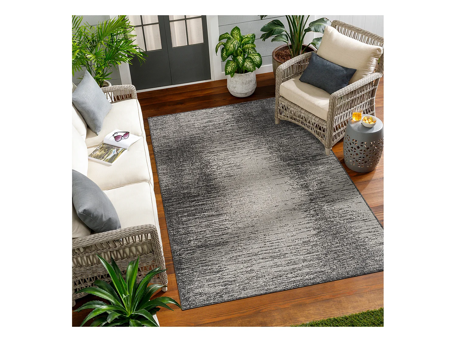 Tapis d'Extérieur/Intérieur - Ivoire/Gris - 120x170cm - SHELBY