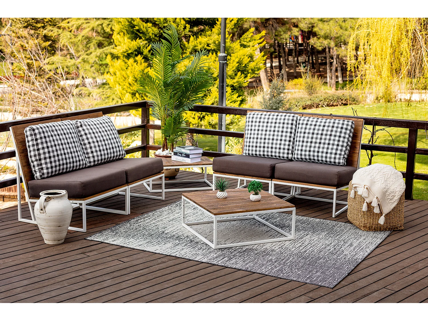 Tapis d'Extérieur/Intérieur - Ivoire/Gris - 120x170cm - SHELBY