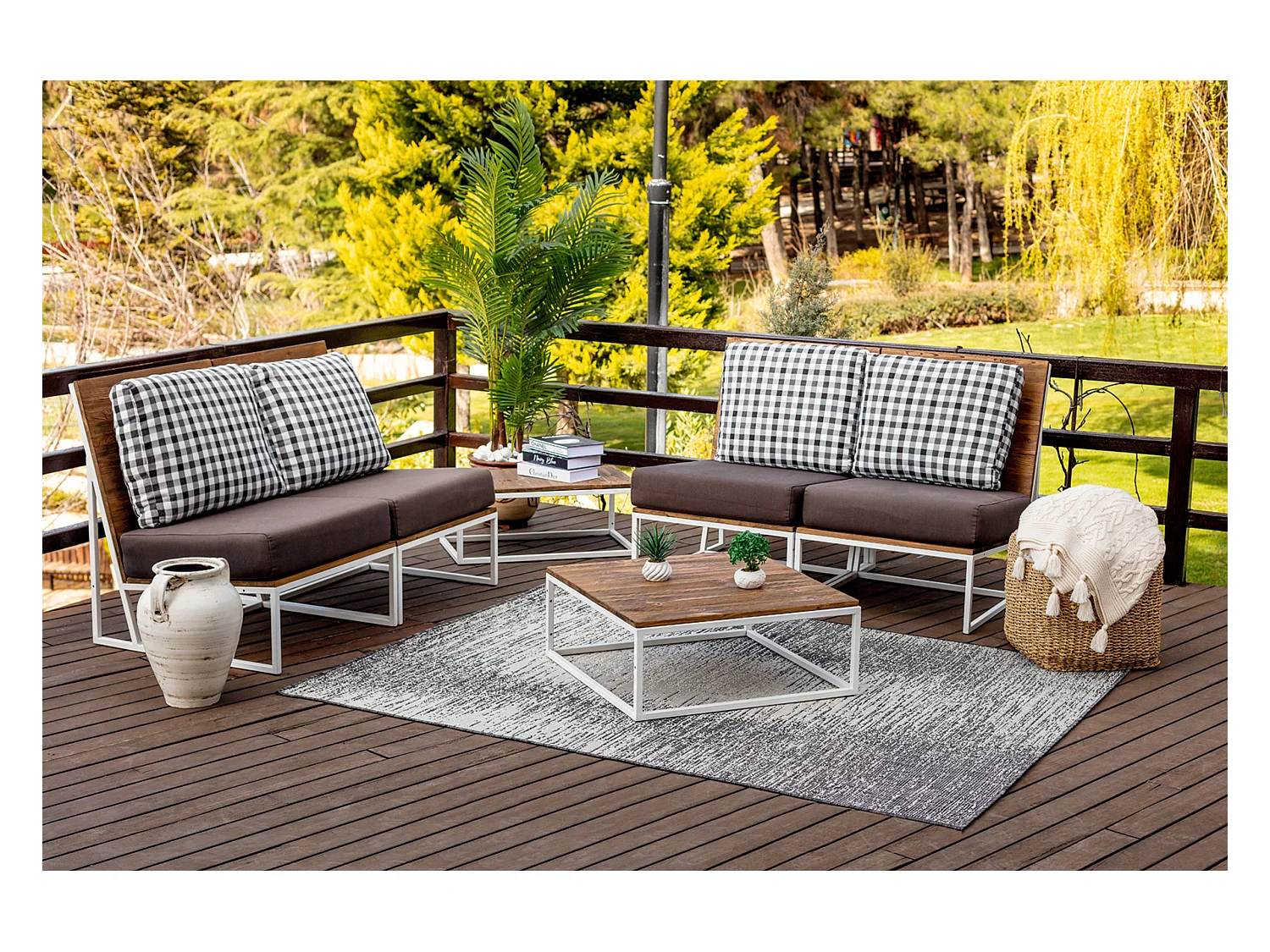 In-/Outdoor-Teppich - Elfenbein/Grau - 120x170cm - SHELBY