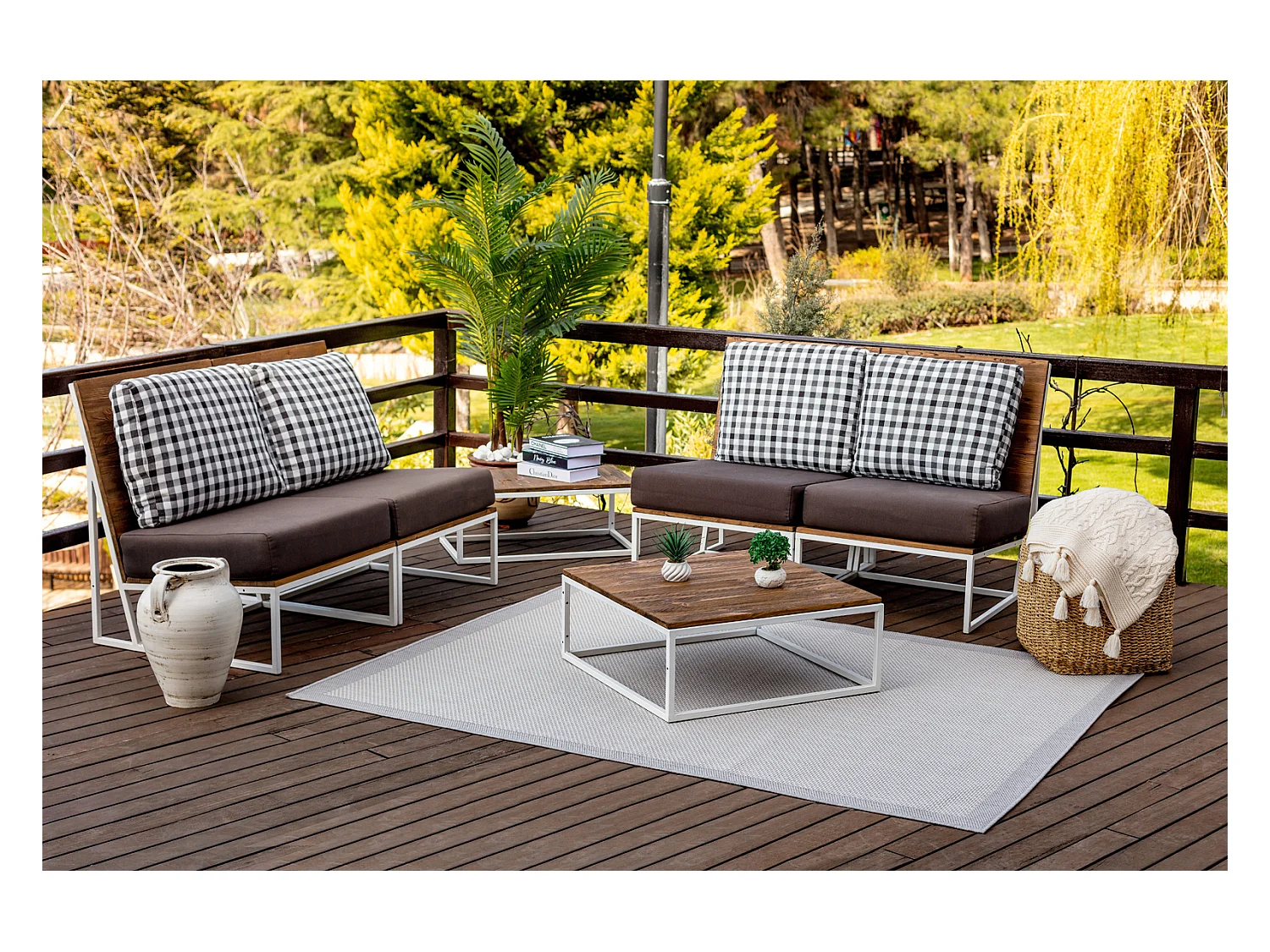 Buitenkleed - Balkon, Terras, Keuken Tapijt - Grijs/Ivoor - 200x275cm - KACEY