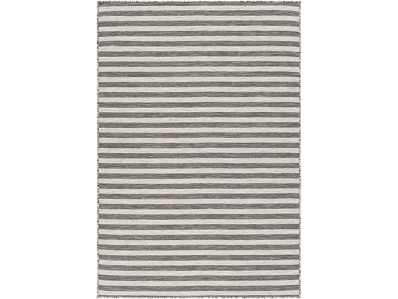 Buitenkleed - Balkon, Terras, Keuken Gestreept Tapijt - Ivoor/Zwart - 80x150cm - ZAKI