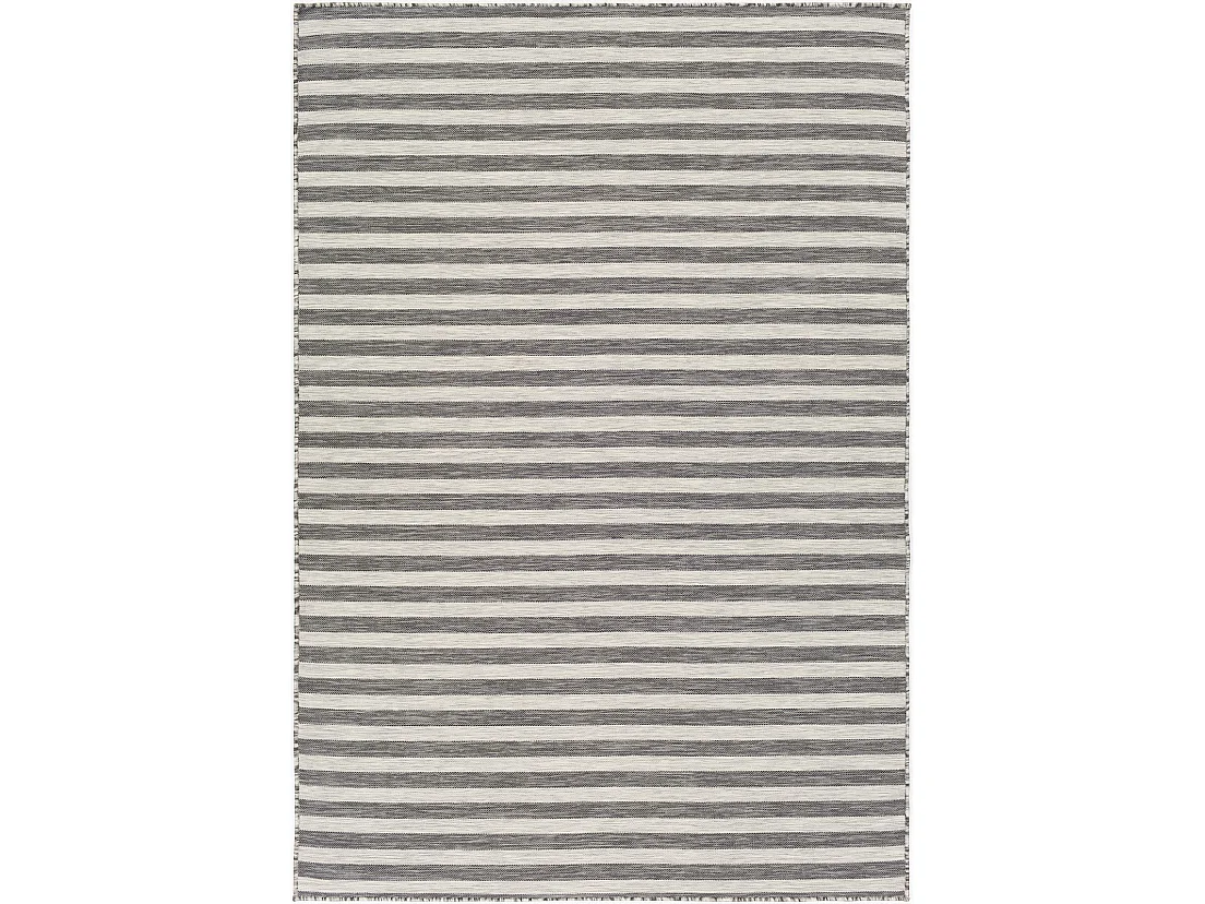 Tapis d'Extérieur/Intérieur Rayé - Gris/Ivoire - 80x150cm - ZAKI