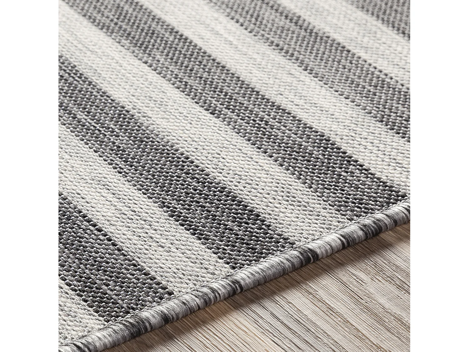 Tapis d'Extérieur/Intérieur Rayé - Gris/Ivoire - 80x150cm - ZAKI