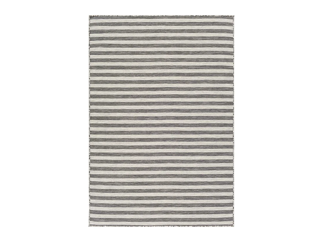 Buitenkleed - Balkon, Terras, Keuken Gestreept Tapijt - Ivoor/Zwart - 80x150cm - ZAKI