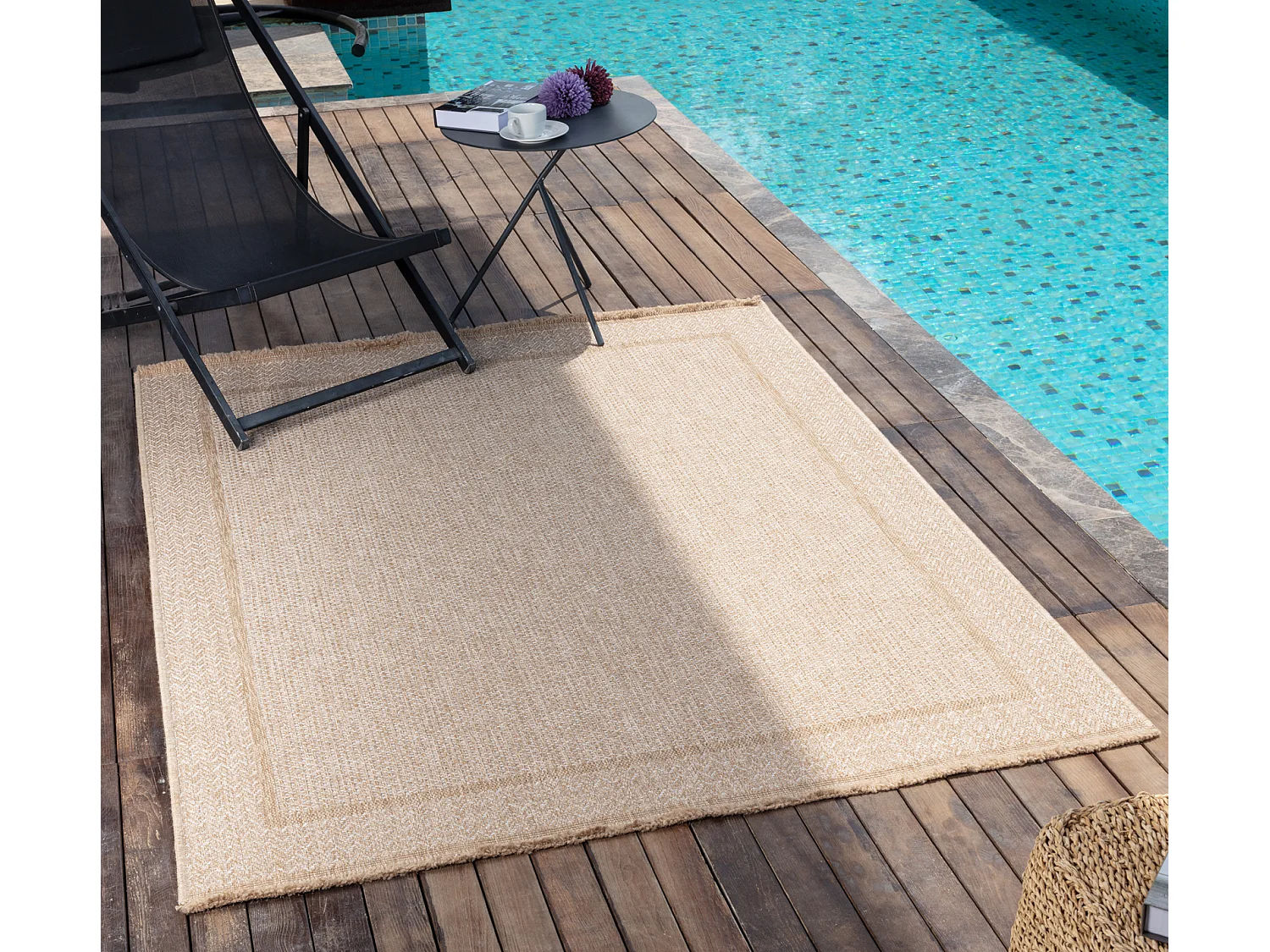 Tapis d'Extérieur/Intérieur Aspect Jute - Beige - 120x170cm - NIKKI