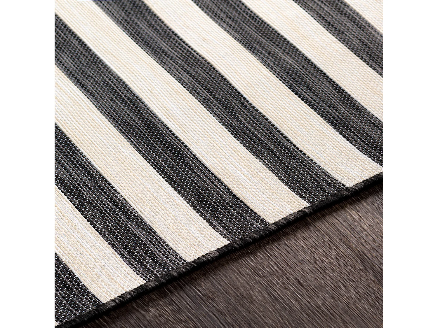 In-/Outdoor Gestreifter Teppich - Schwarz/Elfenbein - 160x220cm - ZAKI