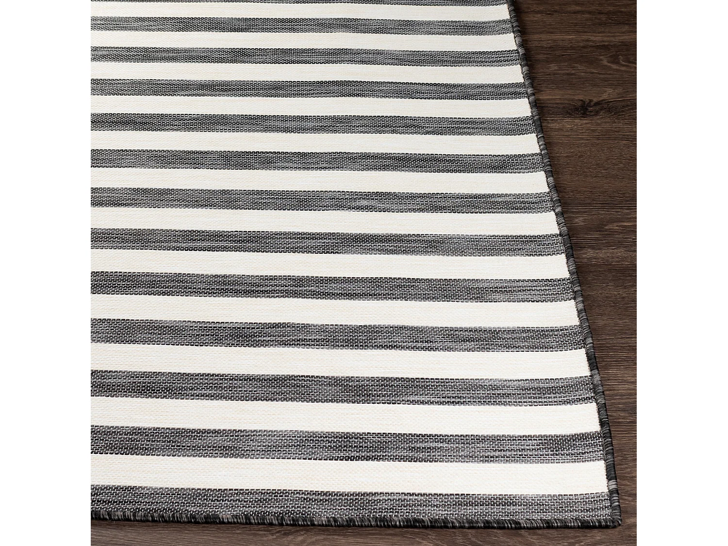 In-/Outdoor Gestreifter Teppich - Schwarz/Elfenbein - 160x220cm - ZAKI