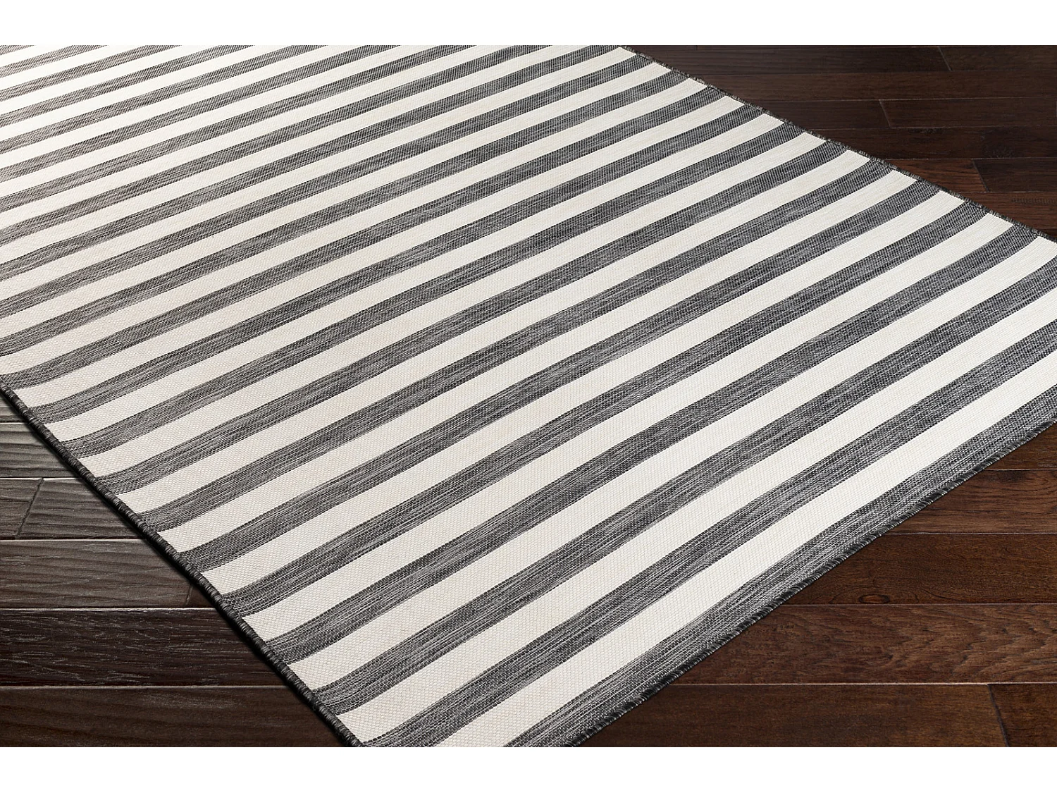 In-/Outdoor Gestreifter Teppich - Schwarz/Elfenbein - 160x220cm - ZAKI