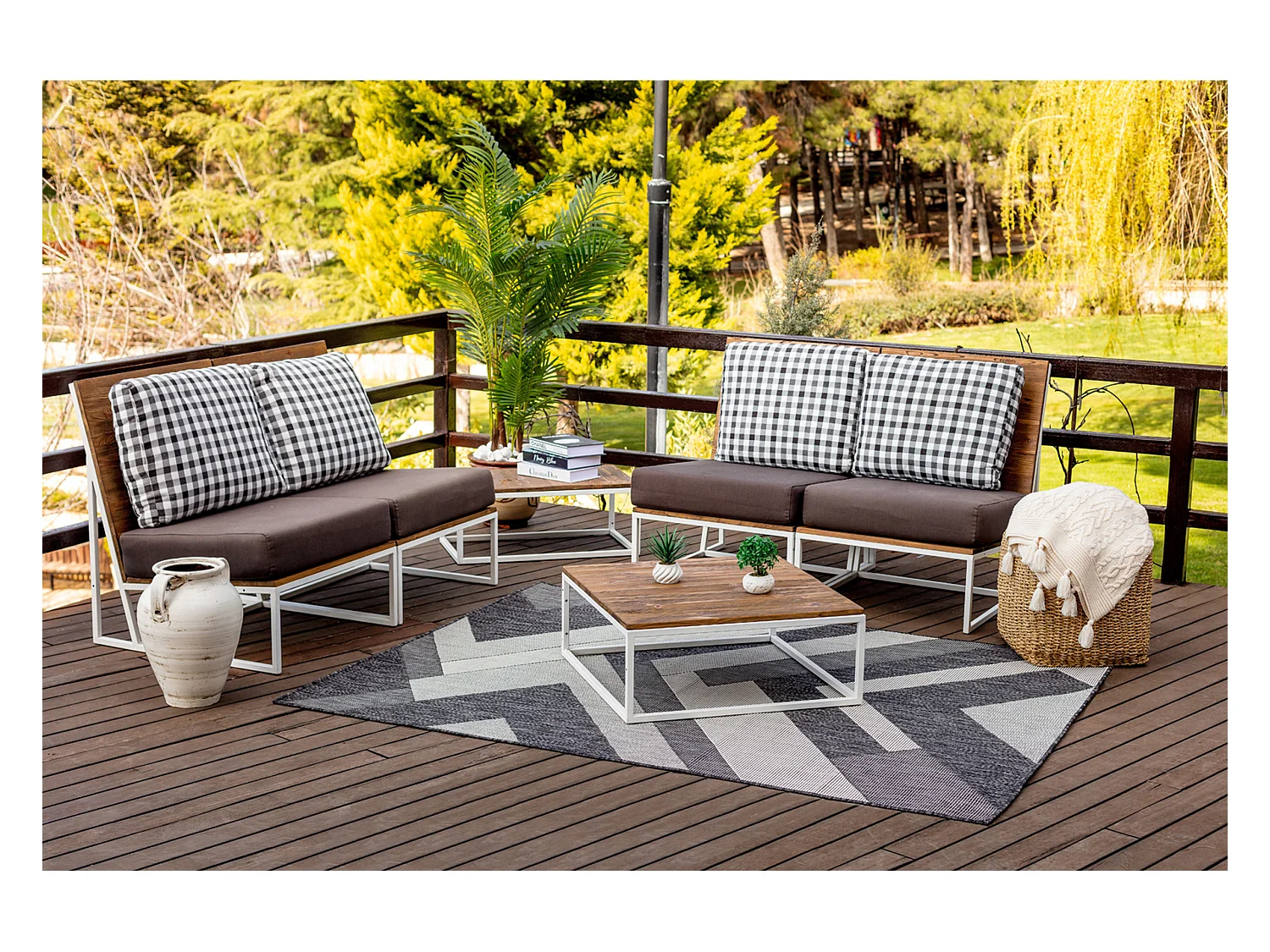 Tapis d'Extérieur/Intérieur - Gris/Ivoire - 120x170cm - ABBY