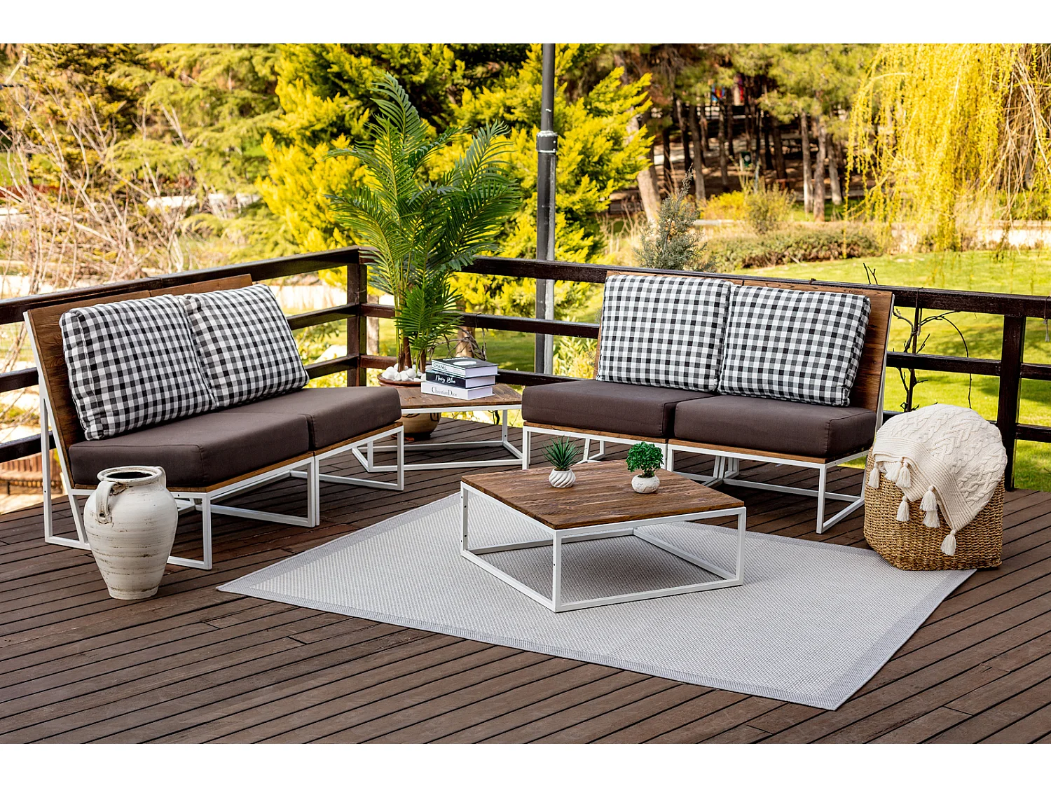 Tapis d'Extérieur/Intérieur - Gris/Ivoire - 160x213cm - KACEY