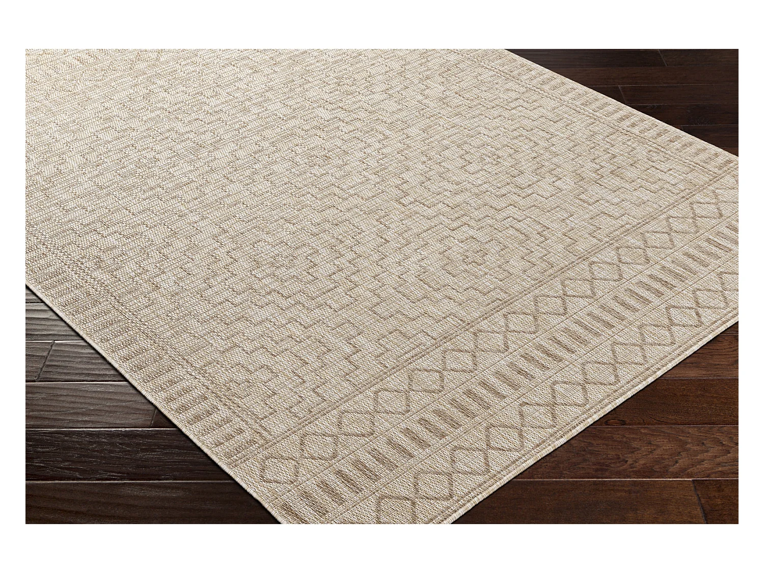 Tapis d'Extérieur/Intérieur Aspect Jute - Beige/Ivoire - 160x213cm - TRICIA