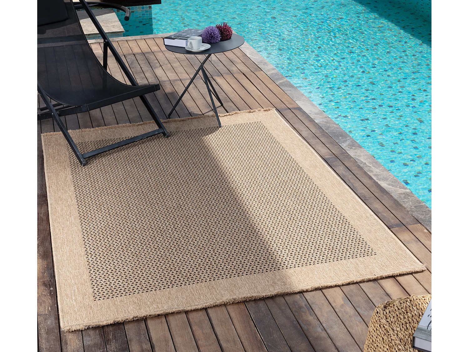 In-/Outdoor-Teppich mit Jute-Look - Beige/Schwarz - 160x213cm - LORI