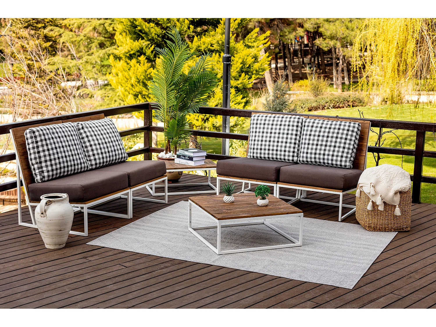 Tapis d'Extérieur/Intérieur - Gris/Ivoire - 120x170cm - MADIE