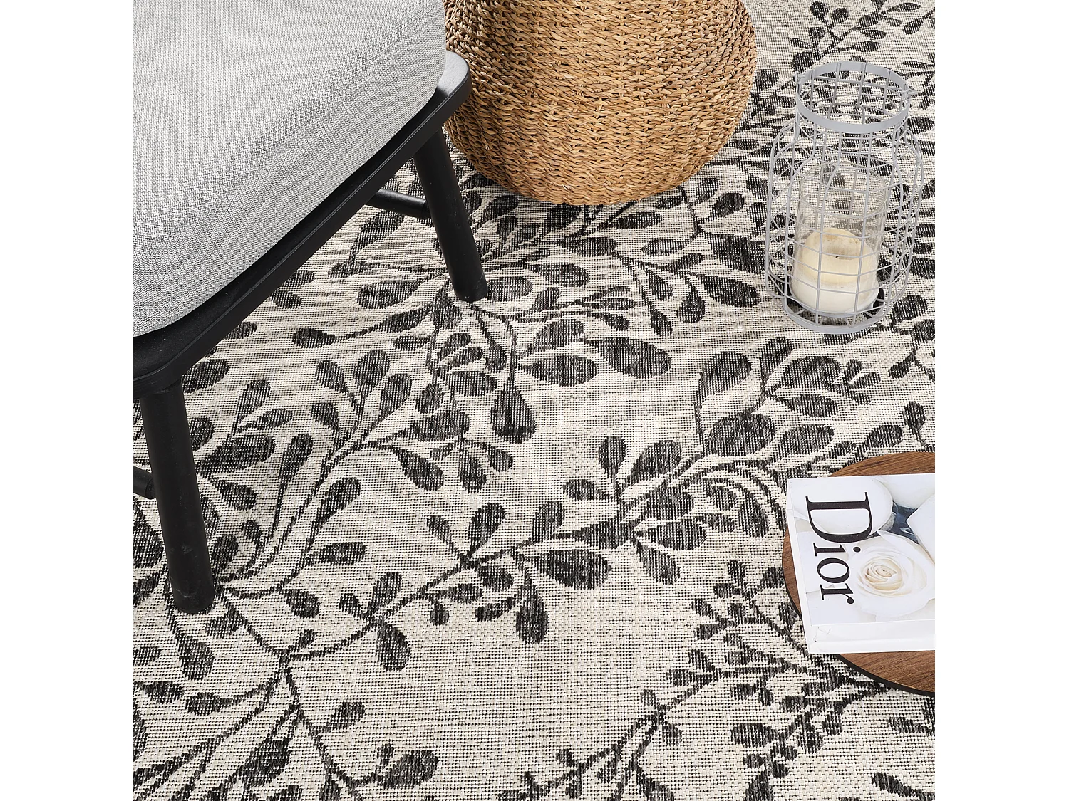 Tapis d'Extérieur/Intérieur - Ivoire/Gris - 80x150cm - MOLLY