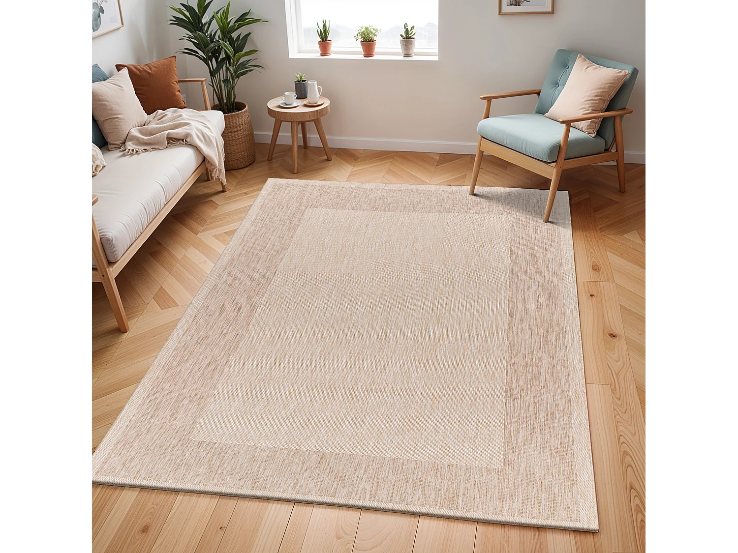 Buitenkleed - Balkon, Terras, Keuken Jute-Look Tapijt - Beige/Ivoor - 200x275cm - LAYLA