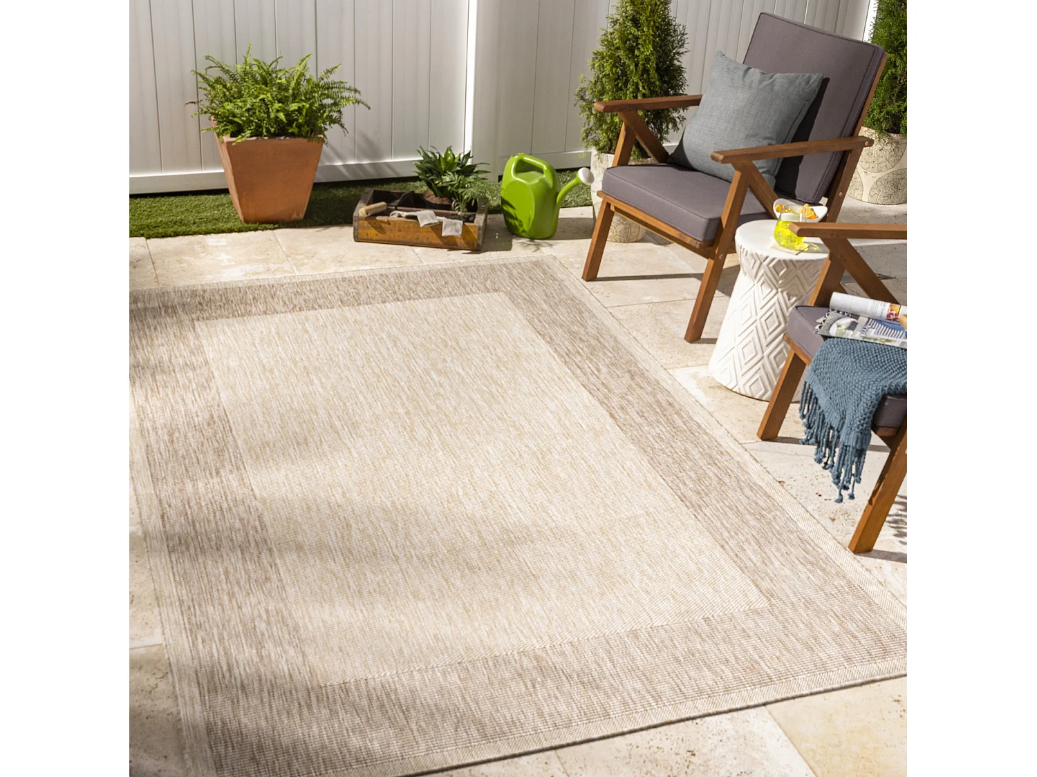 Buitenkleed - Balkon, Terras, Keuken Jute-Look Tapijt - Beige/Ivoor - 200x275cm - LAYLA