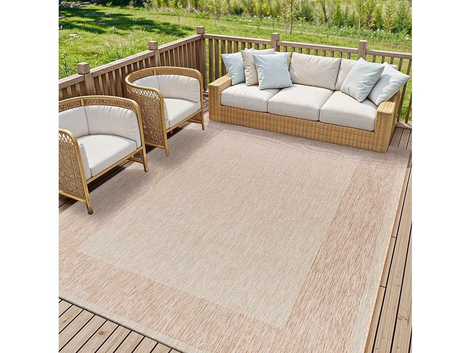 Buitenkleed - Balkon, Terras, Keuken Jute-Look Tapijt - Beige/Ivoor - 200x275cm - LAYLA