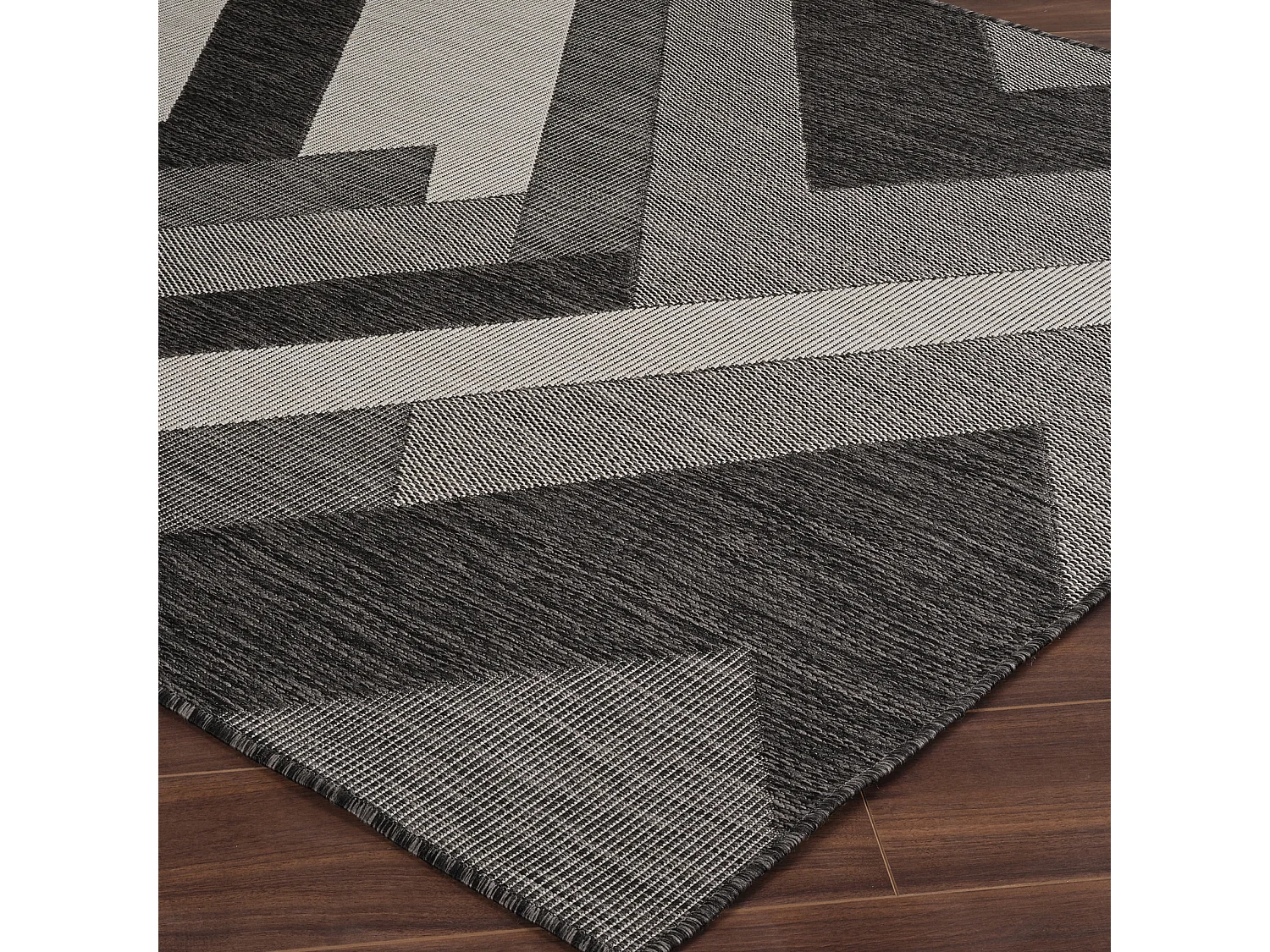 Tapis d'Extérieur/Intérieur - Gris/Ivoire - 160x213cm - ABBY