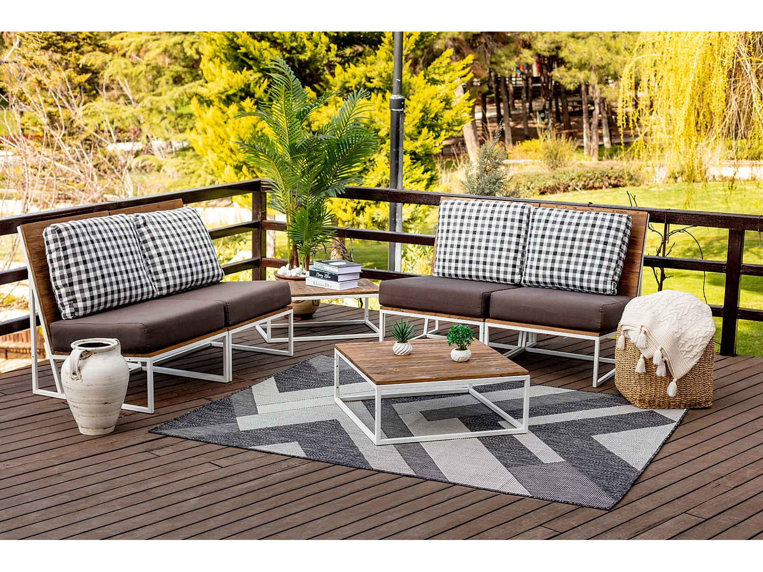 Tapis d'Extérieur/Intérieur - Gris/Ivoire - 160x213cm - ABBY