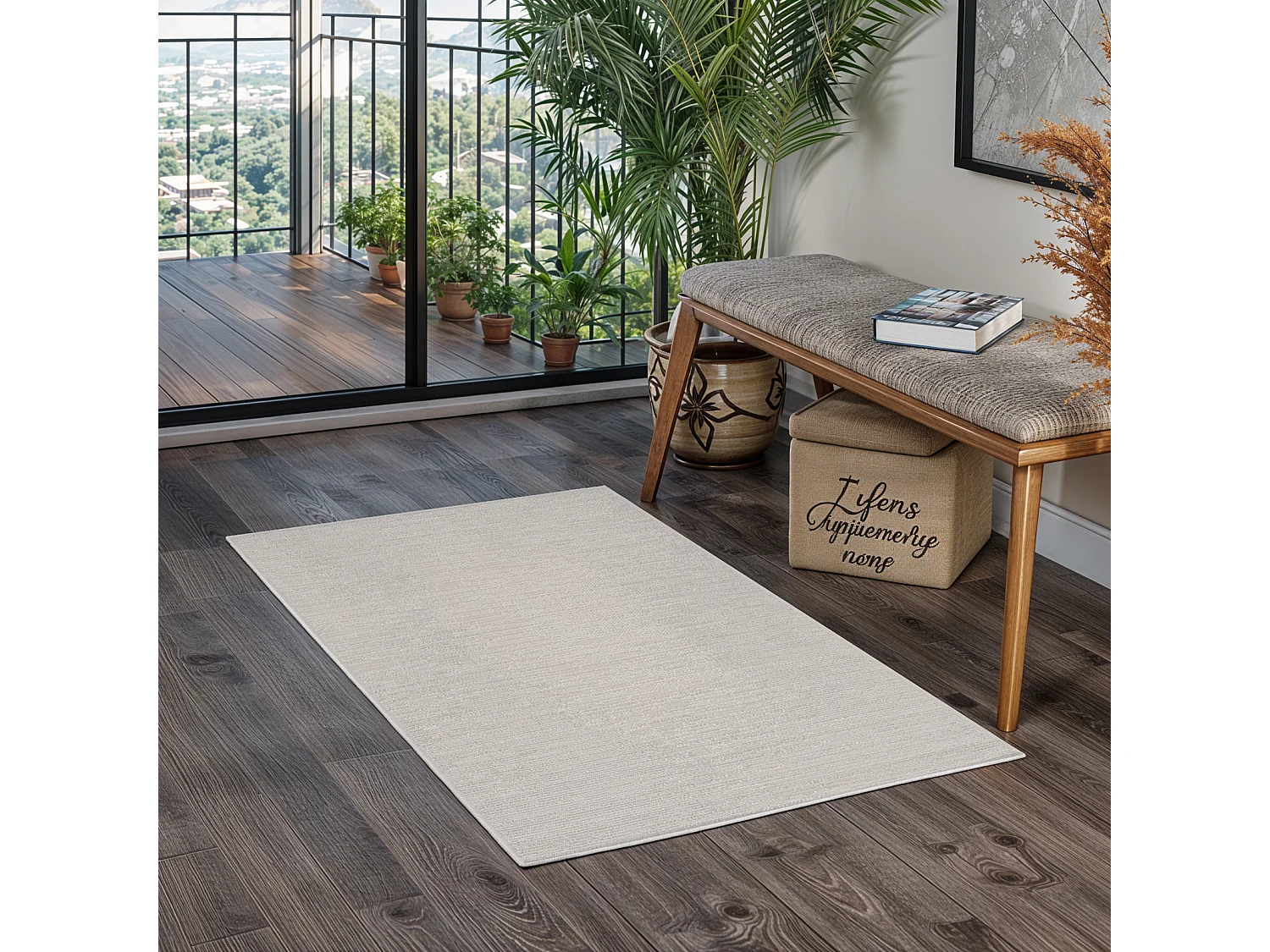 In-/Outdoor-Teppich - Elfenbein/Grau - 80x150cm - SHELBY