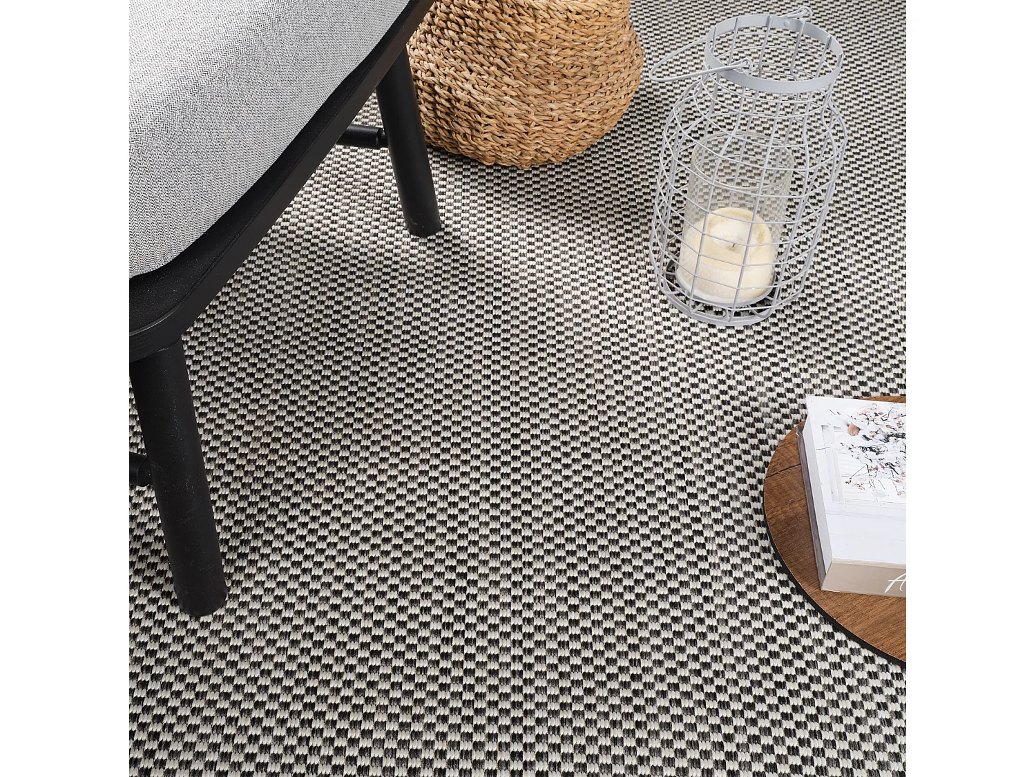 Tapis d'Extérieur/Intérieur - Gris/Ivoire - 120x170cm - KACEY