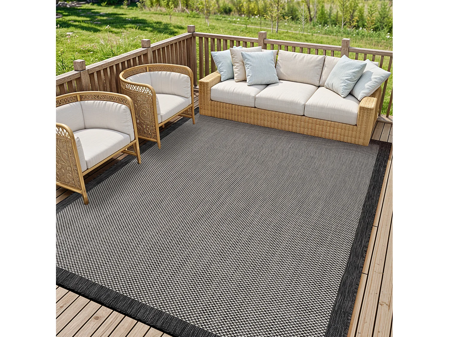 Tapis d'Extérieur/Intérieur - Gris/Ivoire - 120x170cm - KACEY