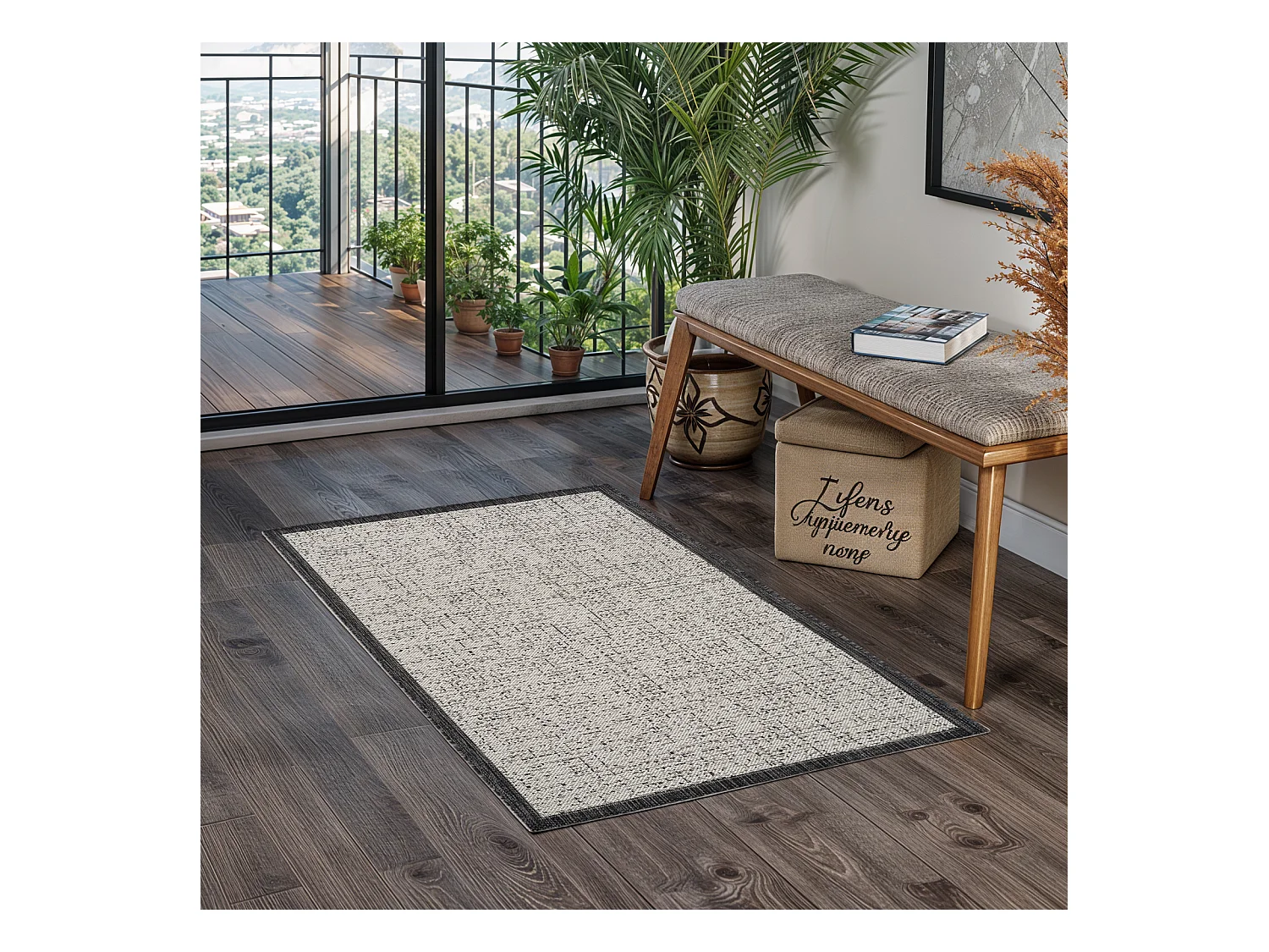 In-/Outdoor-Teppich - Elfenbein/Grau - 80x150cm - JODY