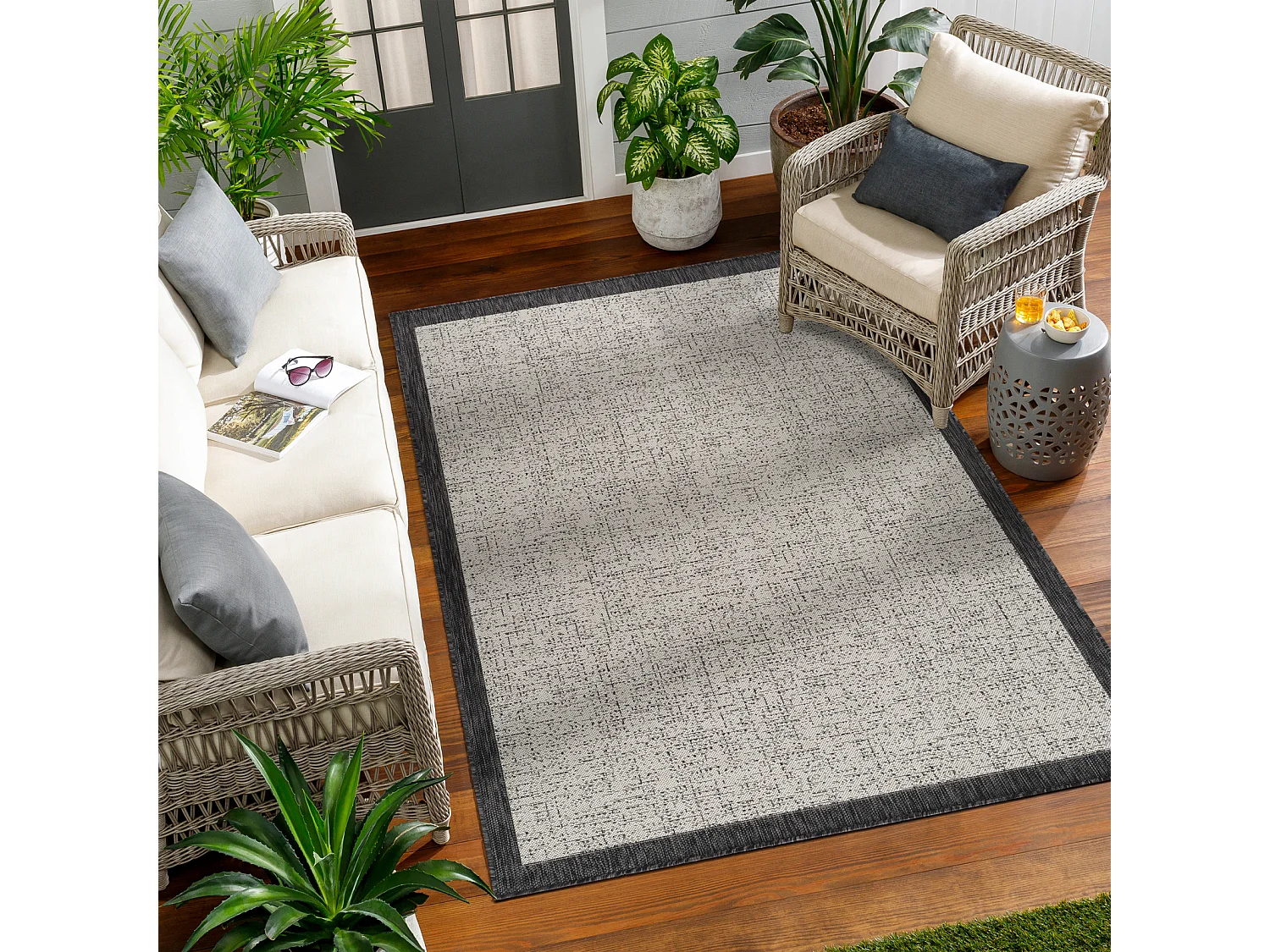 Alfombra Exterior/Interior - Marfil/Gris - 200x275cm - JODY