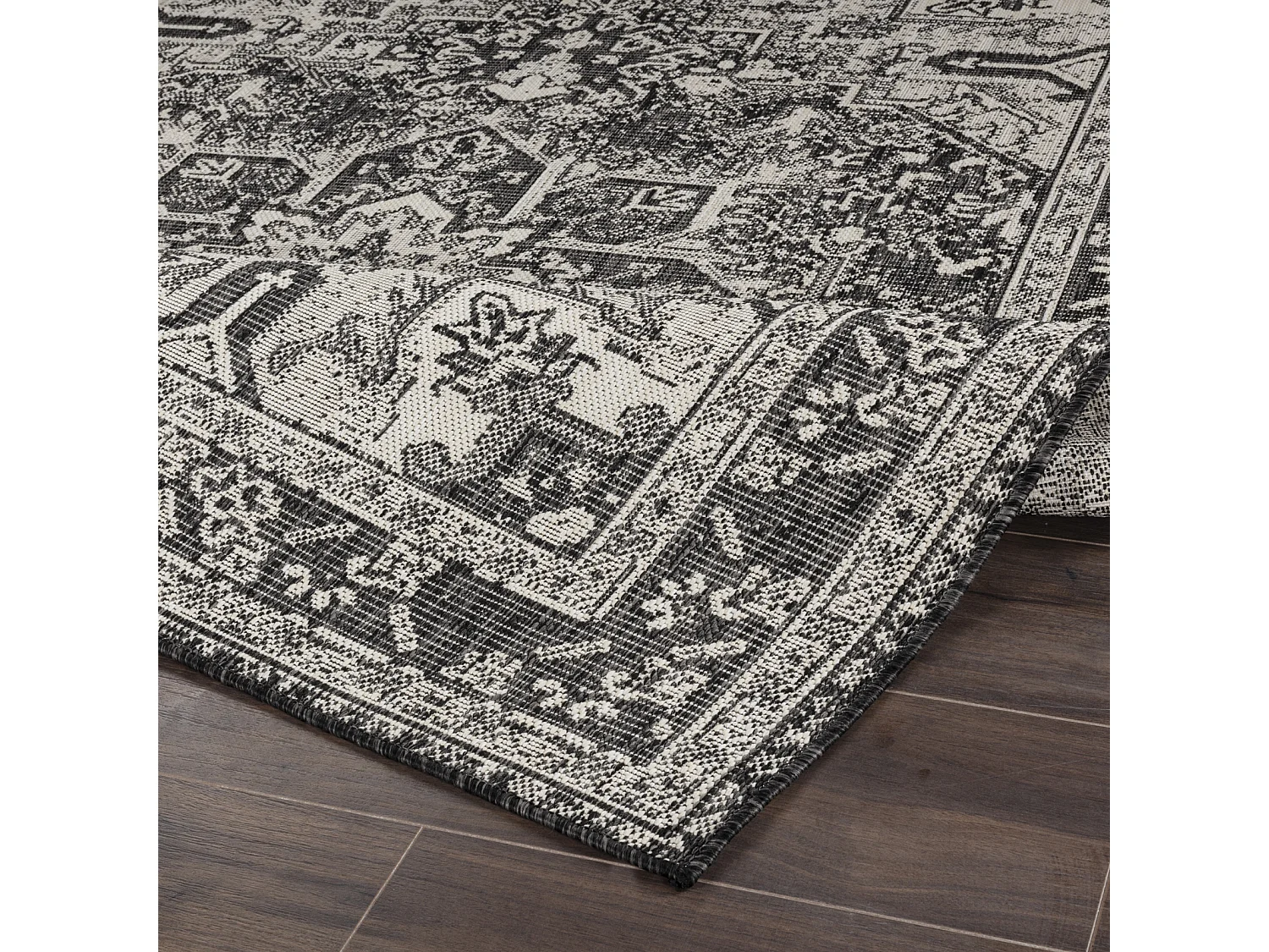 Buitenkleed - Balkon, Terras, Keuken Tapijt - Grijs/Ivoor - 80x150cm - ELLY