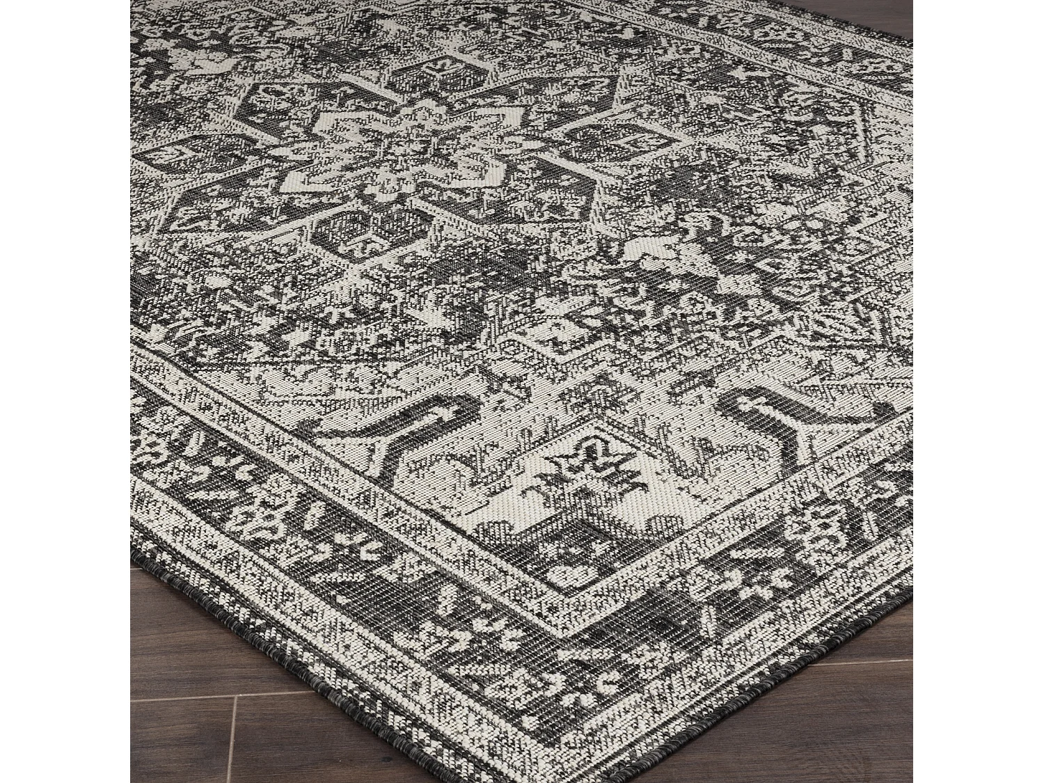 Buitenkleed - Balkon, Terras, Keuken Tapijt - Grijs/Ivoor - 80x150cm - ELLY