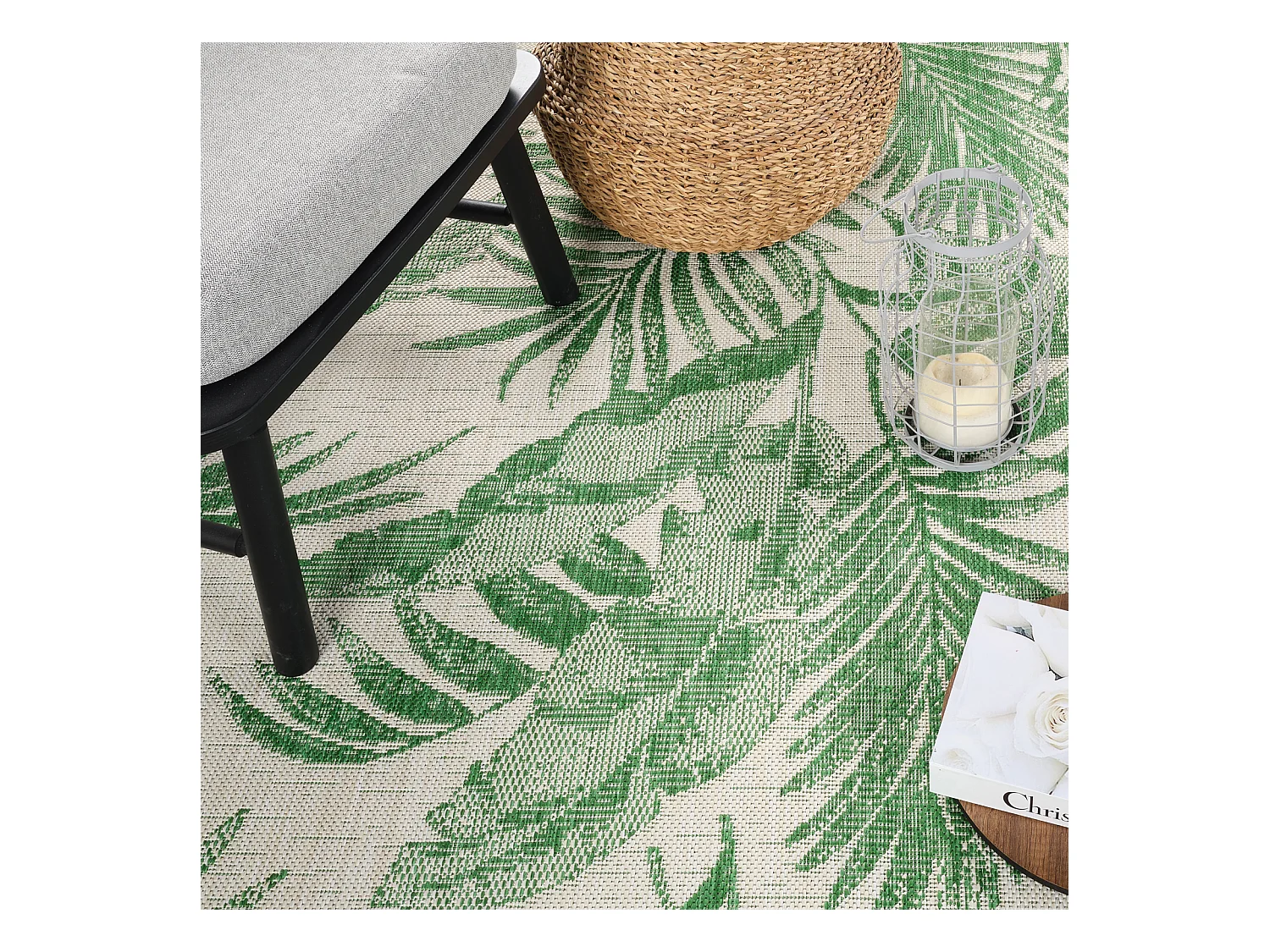 Buitenkleed - Balkon, Terras, Keuken Tapijt - Ivoor/Groen - 120x170cm - LENNIE