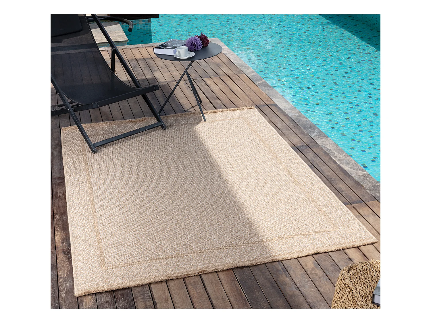 Buitenkleed - Tapijt in Jute-Look voor Balkon, Terras, Keuken NIKKI - Beige - 160x213cm - NIKKI