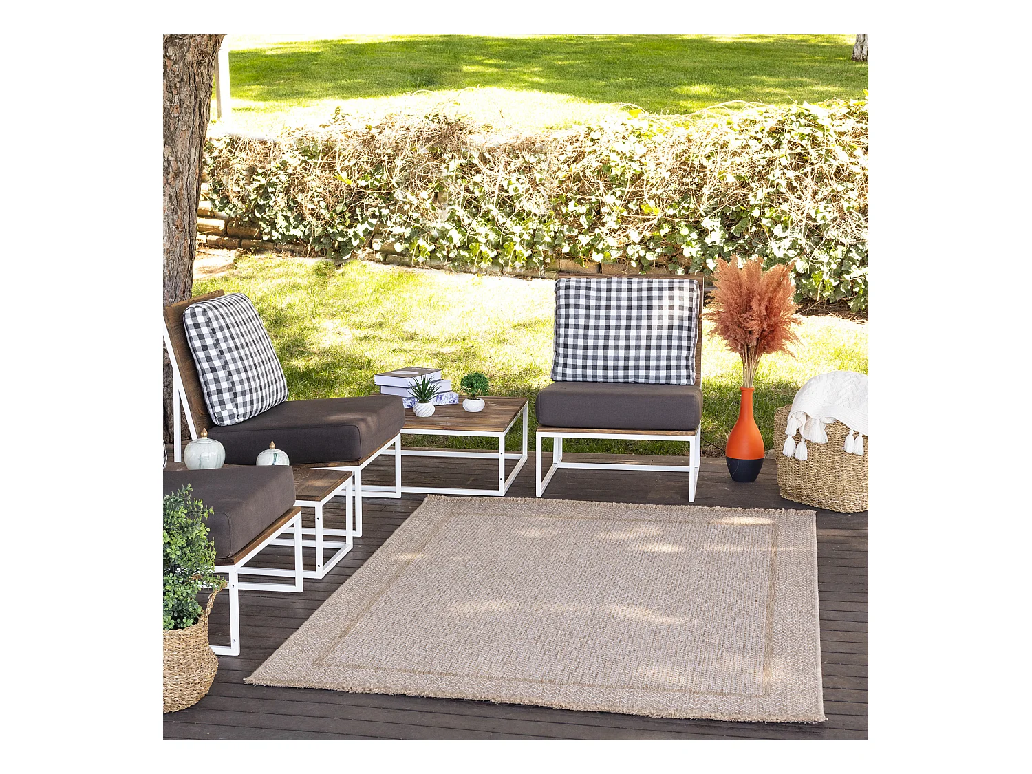 Buitenkleed - Tapijt in Jute-Look voor Balkon, Terras, Keuken NIKKI - Beige - 160x213cm - NIKKI