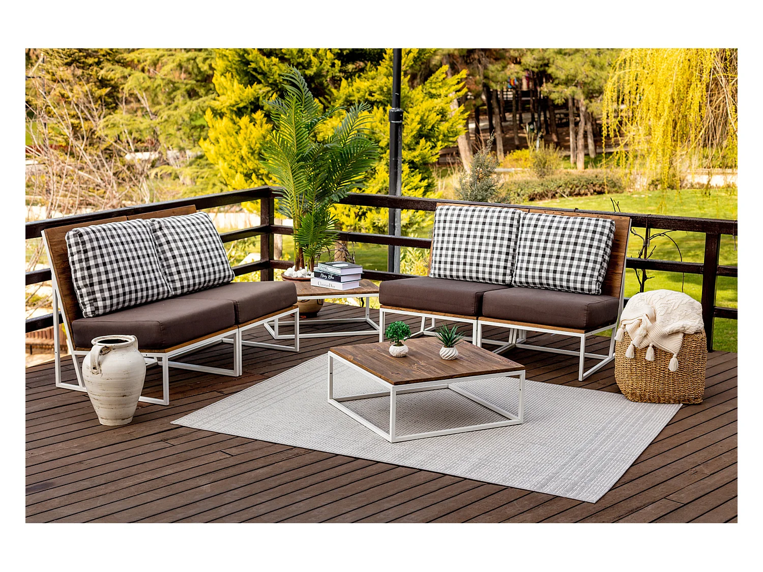 Tapis d'Extérieur/Intérieur - Gris/Ivoire - 120x170cm - KASSIE