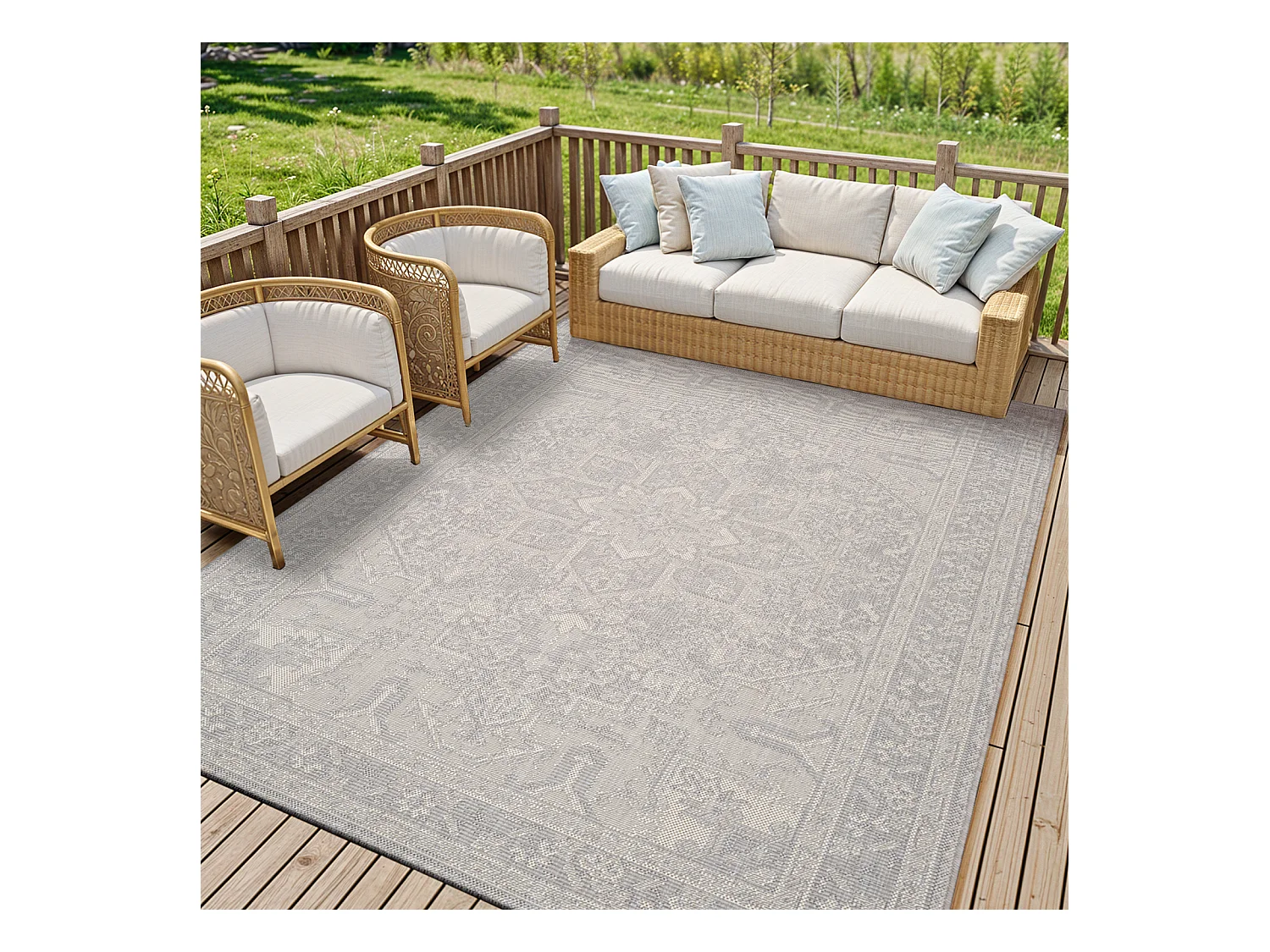 Tappeto Esterno/Interno - Grigio/Avorio - 160x213cm - ELLY