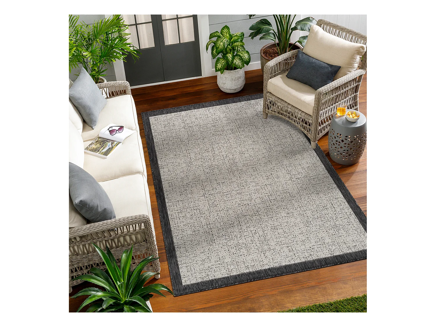 Tapis d'Extérieur/Intérieur - Ivoire/Gris - 120x170cm - JODY