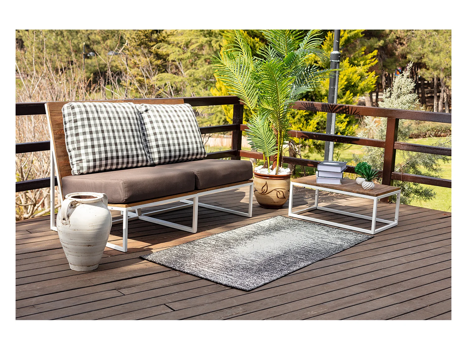 Tapis d'Extérieur/Intérieur - Ivoire/Gris - 80x150cm - SHELBY