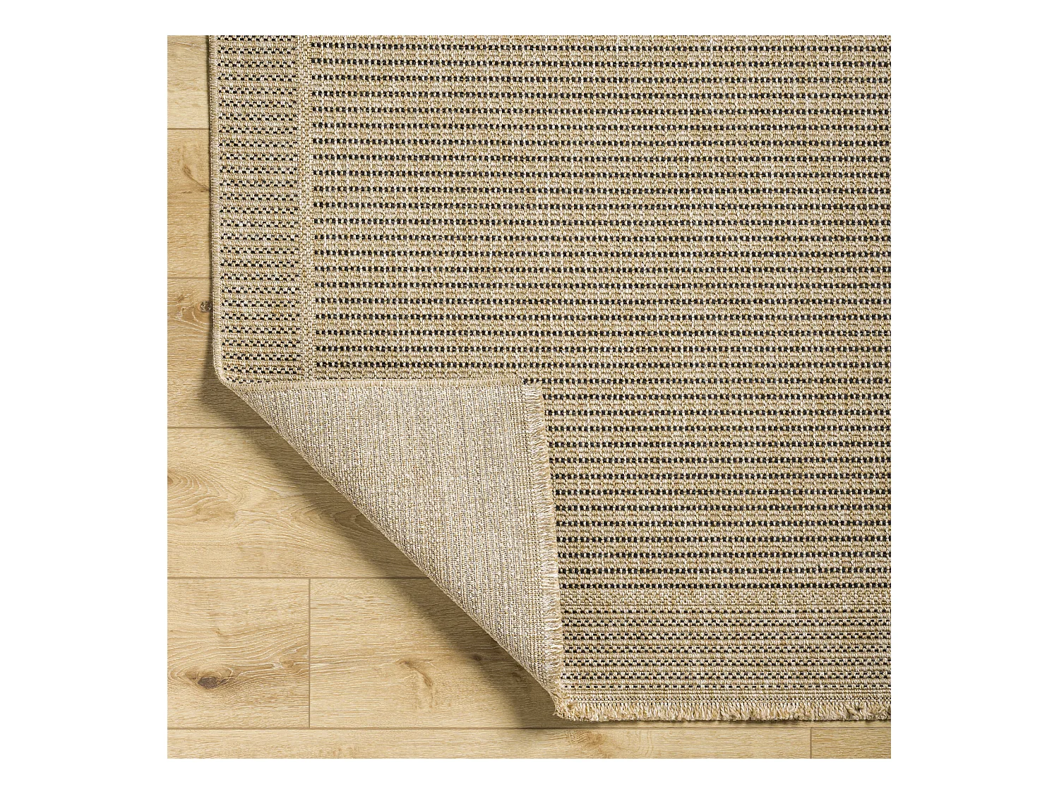 Tapis d'Extérieur/Intérieur Aspect Jute - Beige/Noir - 80x220cm - MINDY