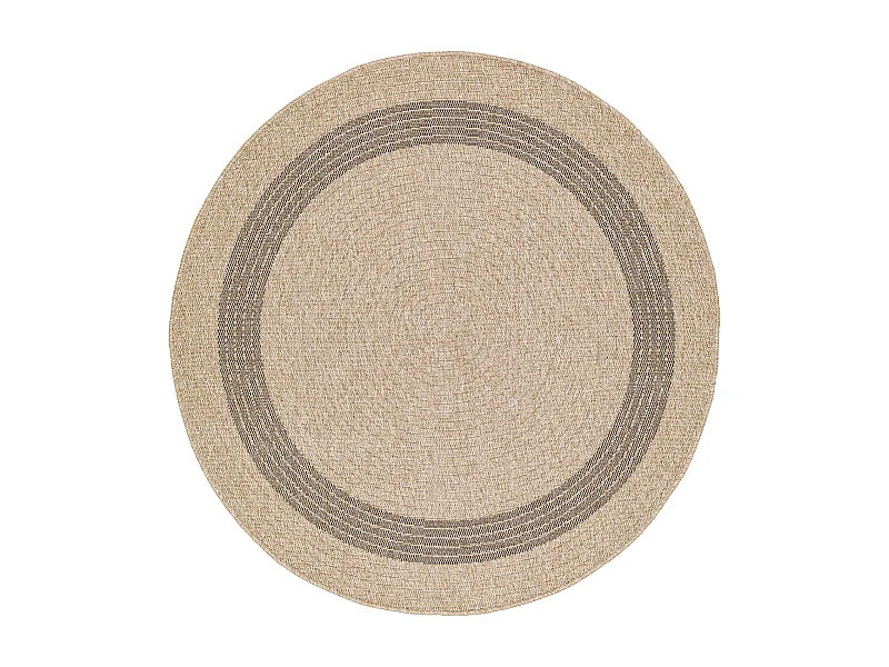 Runder In-/Outdoor-Teppich mit Jute-Look - Beige/Schwarz - Ø 100cm - RHONDA