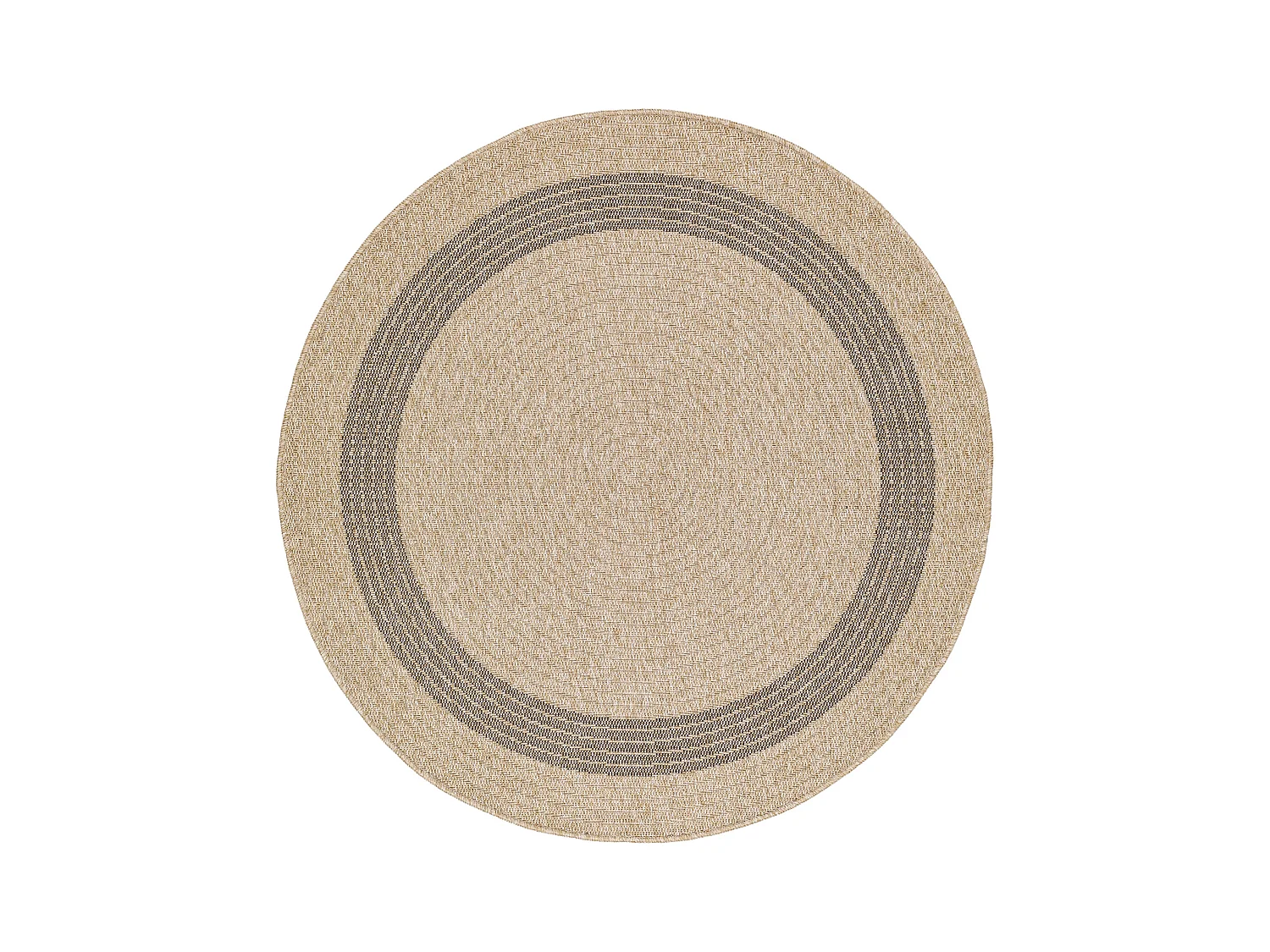 Runder In-/Outdoor-Teppich mit Jute-Look - Beige/Schwarz - Ø 160cm - RHONDA