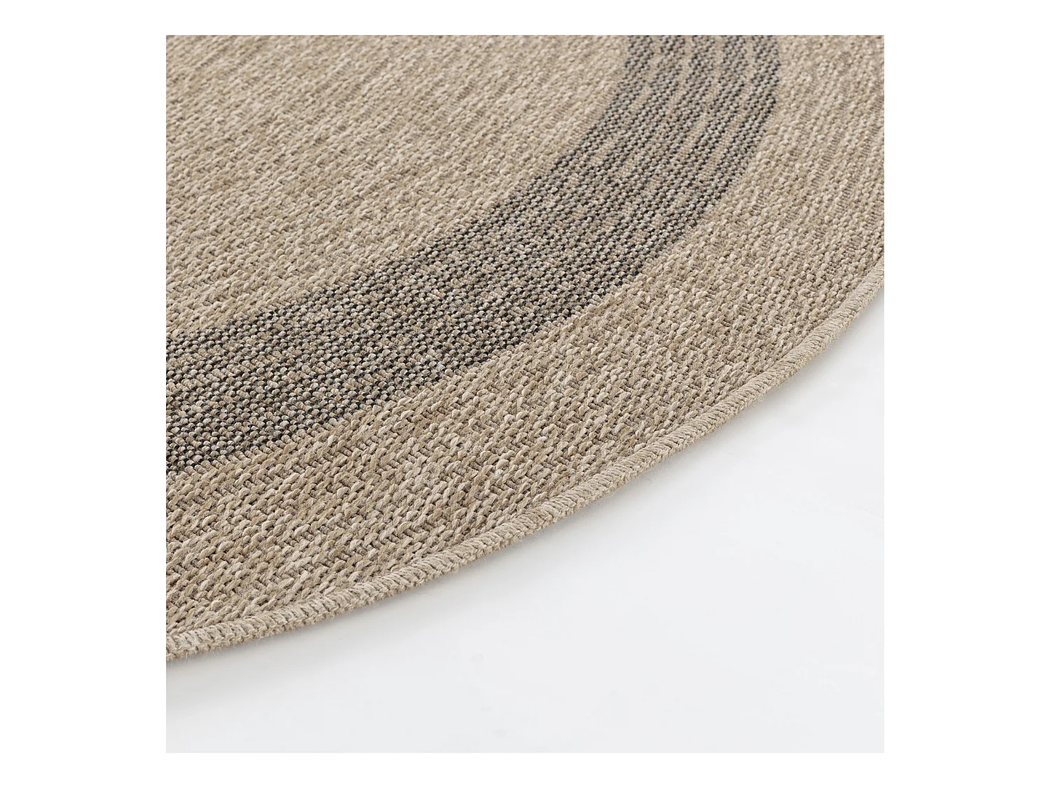 Runder In-/Outdoor-Teppich mit Jute-Look - Beige/Schwarz - Ø 160cm - RHONDA