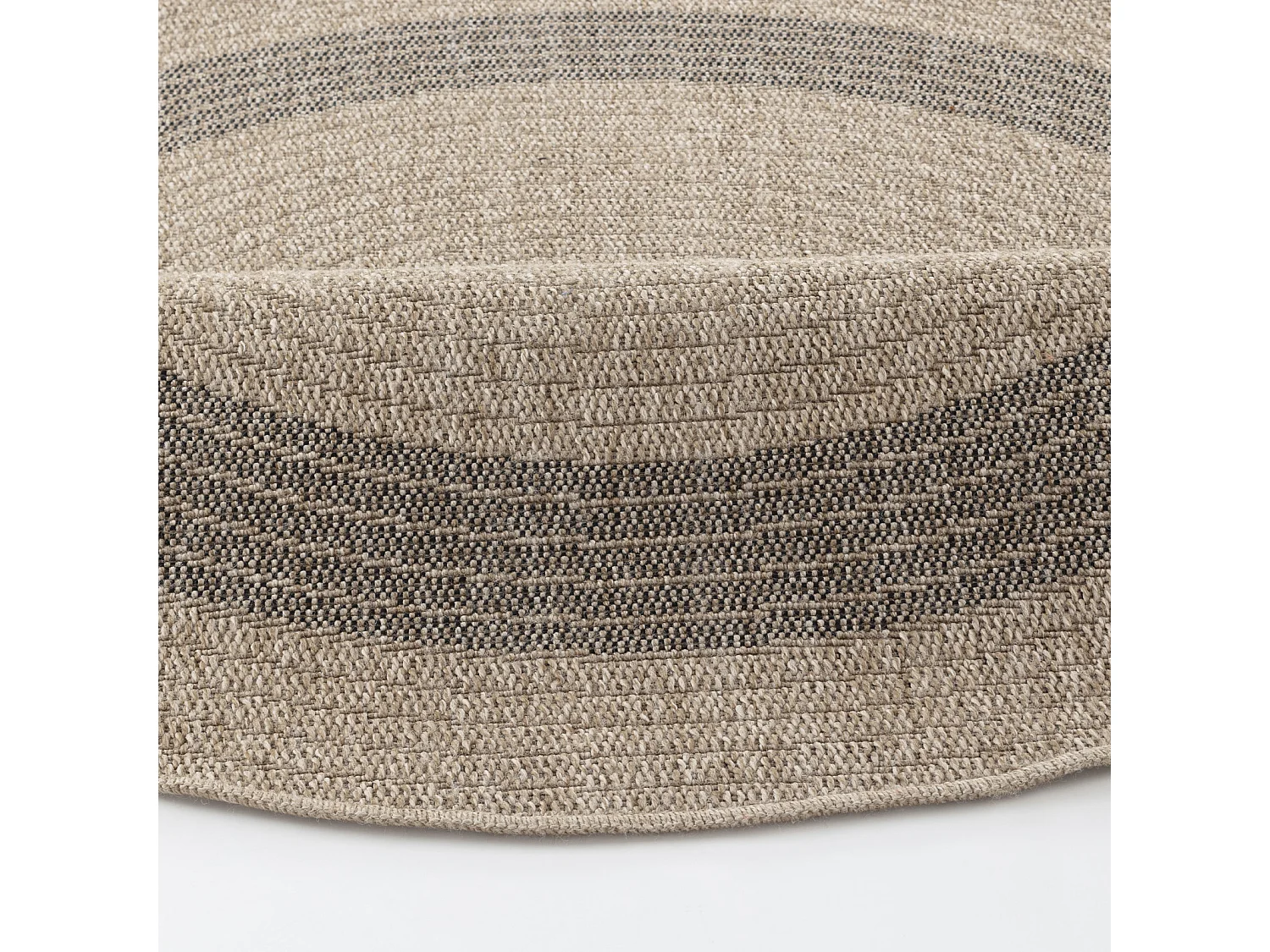 Runder In-/Outdoor-Teppich mit Jute-Look - Beige/Schwarz - Ø 160cm - RHONDA