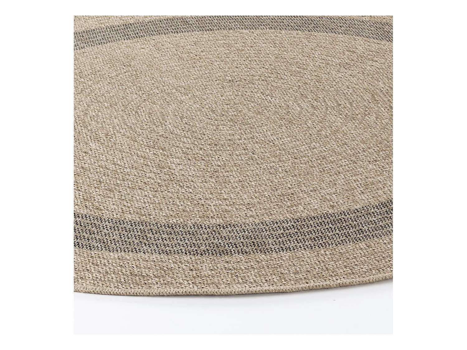 Runder In-/Outdoor-Teppich mit Jute-Look - Beige/Schwarz - Ø 160cm - RHONDA