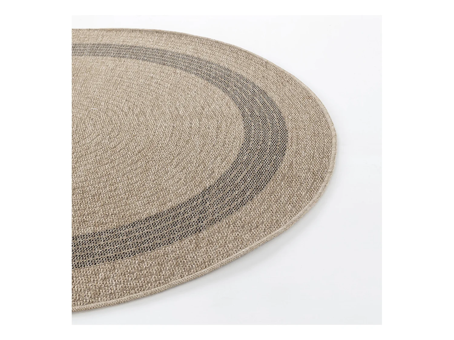 Runder In-/Outdoor-Teppich mit Jute-Look - Beige/Schwarz - Ø 160cm - RHONDA