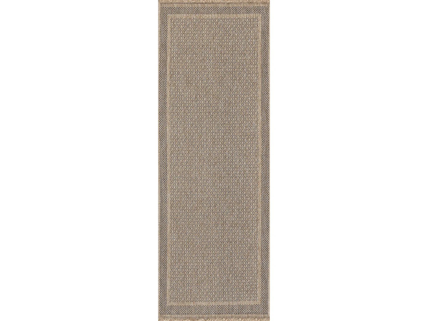Tapis d'Extérieur/Intérieur Aspect Jute - Beige/Noir - 80x220cm - PENNY